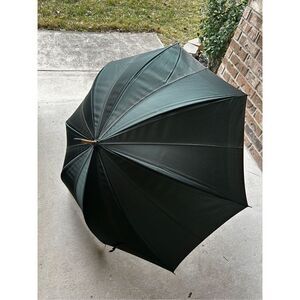 Fendi Zucca Trim Luxury Rain Umbrella Dark Green Brown City Office Professional